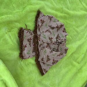 2 pc Girls pink corduroy Bucking Horse 2t , worn once , smoke free home.